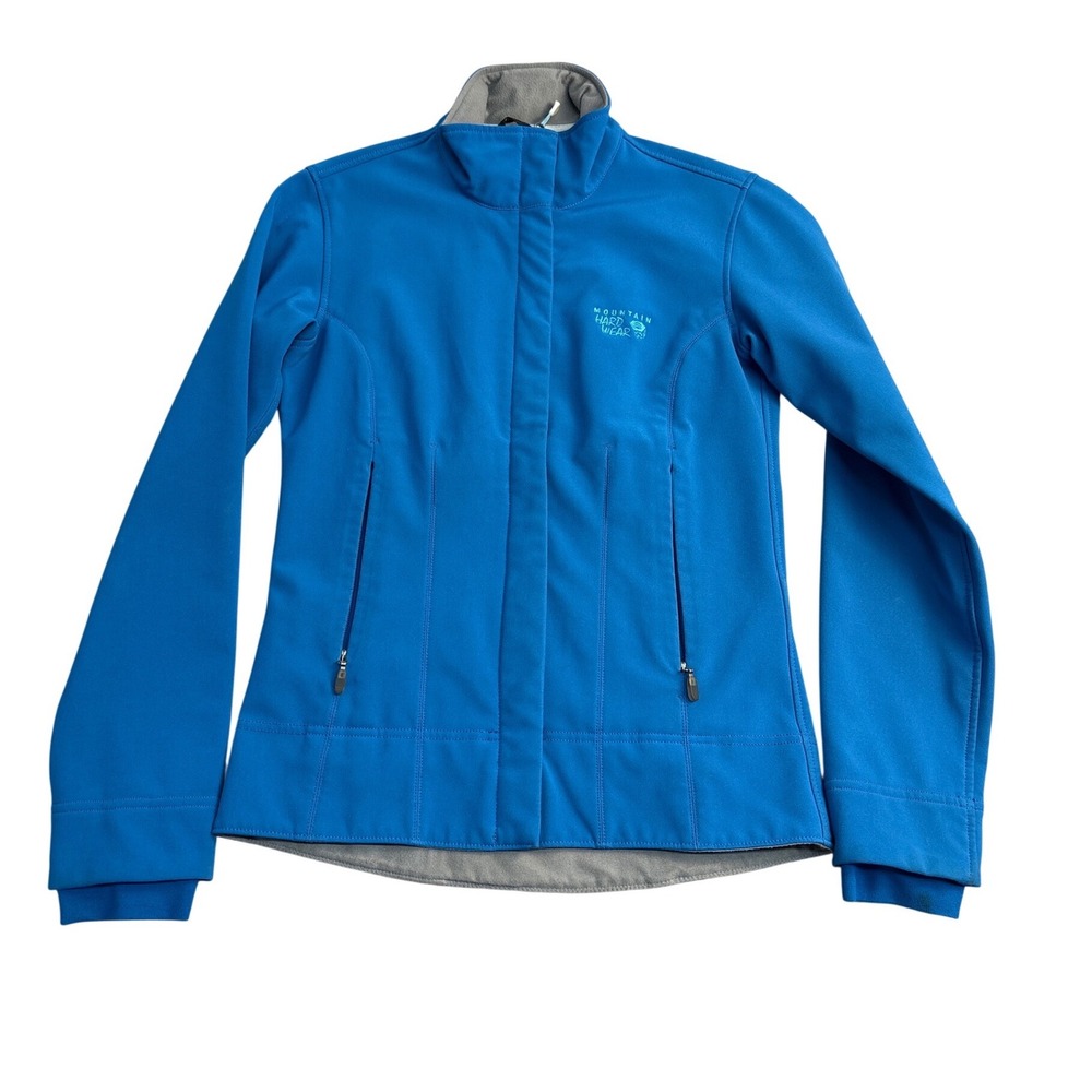 Mountain Hardwear Womens XS Blue Softshell Fleece Lined Full Zip Jacket OL3690